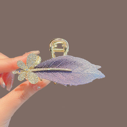 Embroidery Leaf Metal Hair Claw Clip