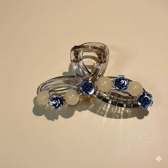 Jelly Beads & Flower Hair Claw Clip
