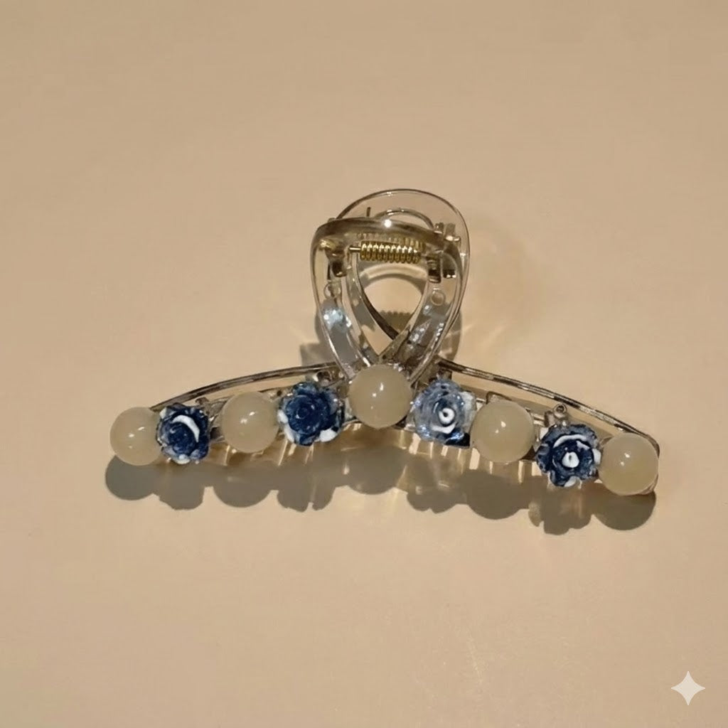 Jelly Beads & Flower Hair Claw Clip