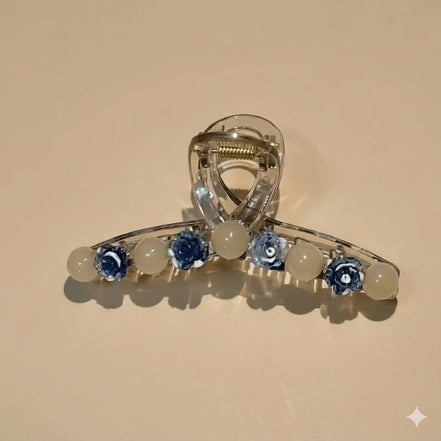 Jelly Beads & Flower Hair Claw Clip