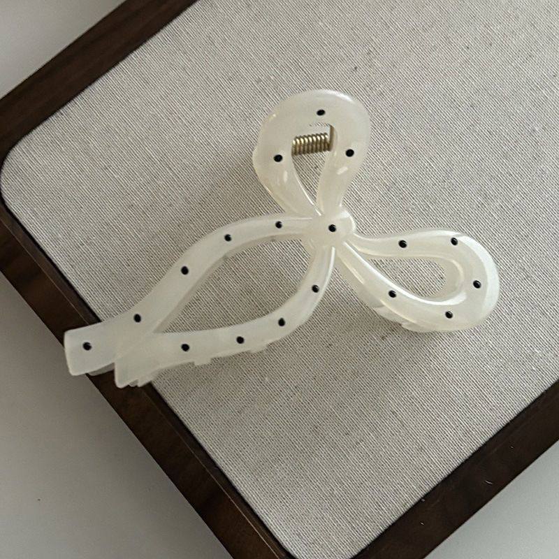 Dots Ribbon Bow Hair Claw Clip
