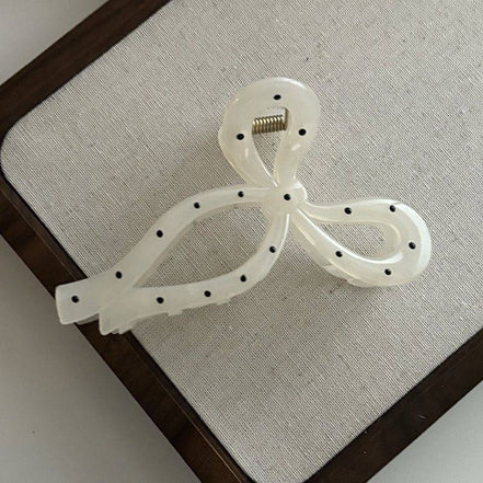 Dots Ribbon Bow Hair Claw Clip