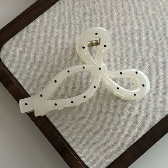 Dots Ribbon Bow Hair Claw Clip