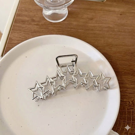 Star Row Sliver Colour Metal Hair Claw Clip