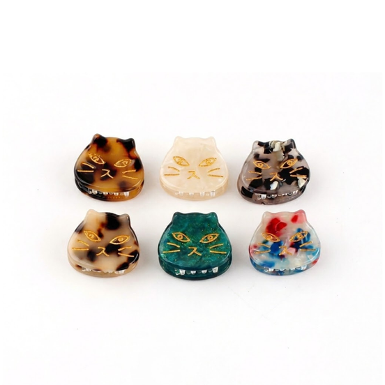6pcs Set Cute Cat Mini Hair Claw Clips
