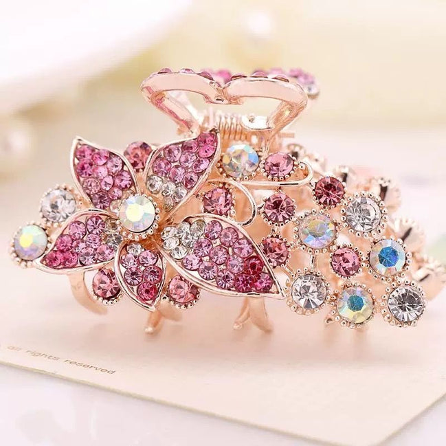 Iridescent Pink Blossom Hair Claw Clip
