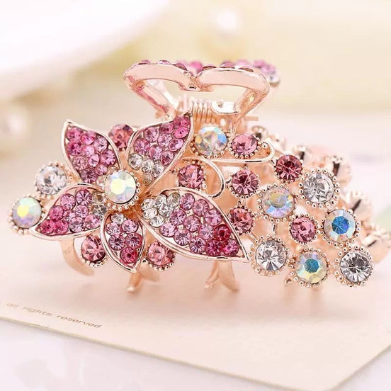 Iridescent Pink Blossom Hair Claw Clip