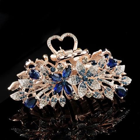 Iridescent Crystal Blossom Hair Claw Clip