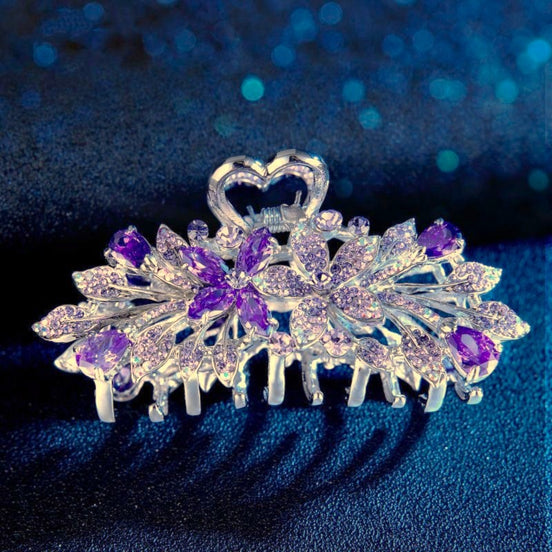 Iridescent Crystal Blossom Hair Claw Clip