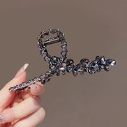 Grey Crystal Butterfly Row Metal Hair Claw Clip
