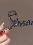 Grey Crystal Butterfly Row Metal Hair Claw Clip