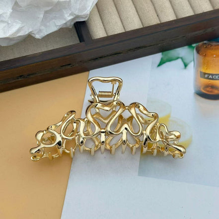Golden Heart Metal Hair Claw Clip