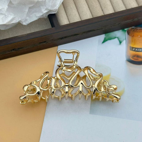 Golden Heart Metal Hair Claw Clip