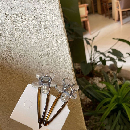 Square Crystal Flower Duckbill Hair Clip