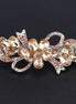 Crystal Flower Row Flat Hair Clip-Middle Size