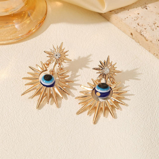 Evil Eye Sun Earrings