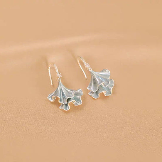Shine Light Blue Ginkgo Leaves Earrings