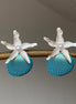 Ocean Series White& Blue Sea Star & Shell Earrings
