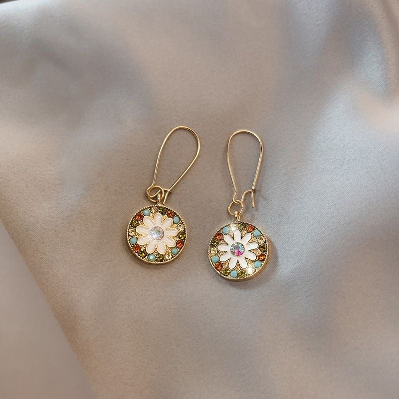 Boho Gemstone Flower Earrings
