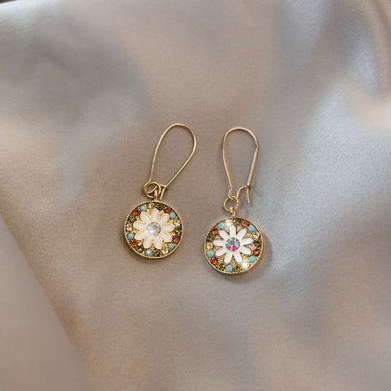 Boho Gemstone Flower Earrings