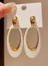 Enamel Hollow Oval Earrings