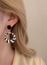 Enamel Black & White Stripes Earrings