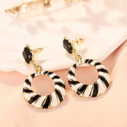 Enamel Black & White Stripes Earrings
