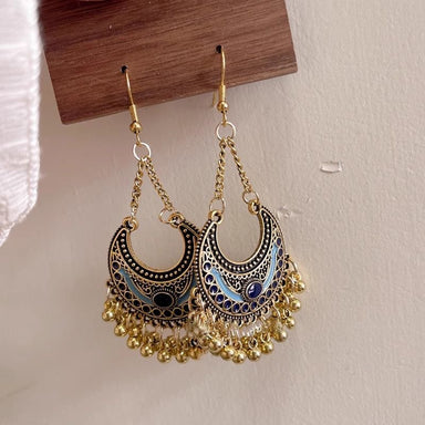 Boho Vintage Moon Tassel Earrings