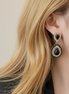 Vintage Black Agate Earrings