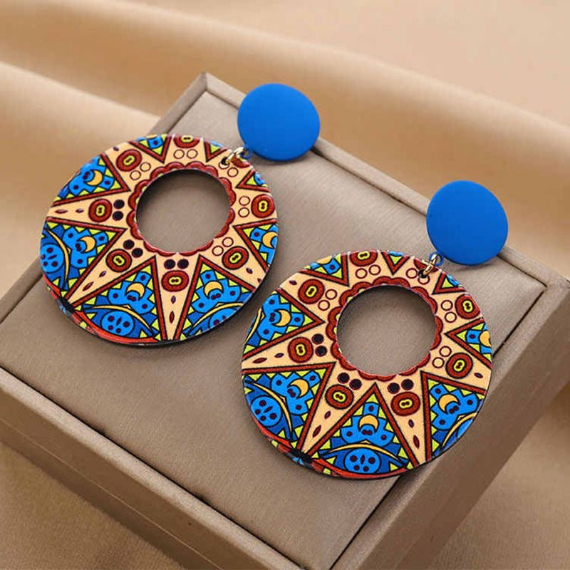 Colorful Ethnic Style Round Earrings