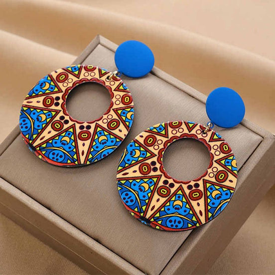 Colorful Ethnic Style Round Earrings