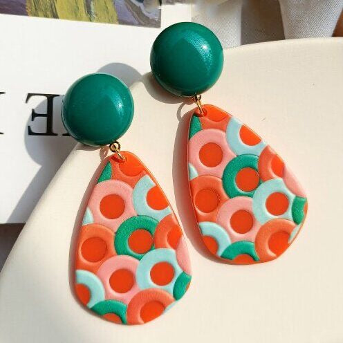 Colorful Ethnic Style Hollow Drop Earrings