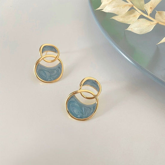 Double Round Mother of Pearl Earrings