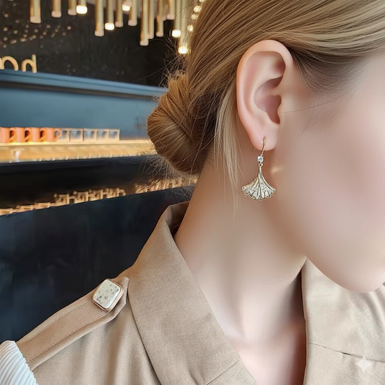 Hollow Ginkgo Leaves Mother of Pearl Earrings