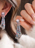 Pink Gemstone  Ribbon Tassel Earrings