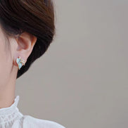 Triple Leaves Crystal Earrings