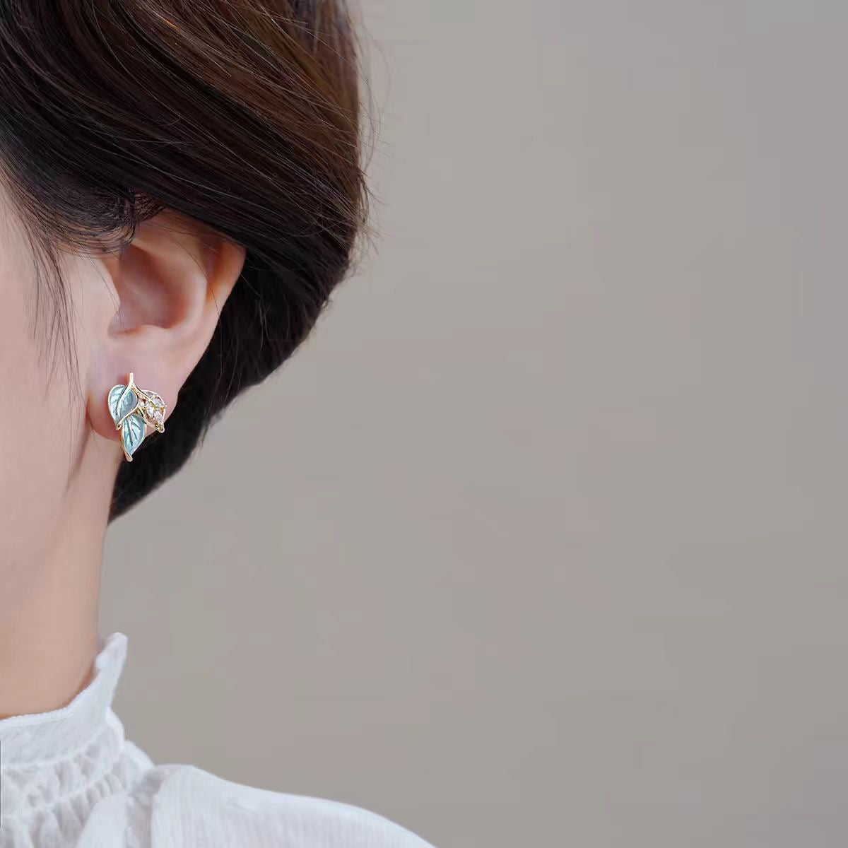Triple Leaves Crystal Earrings