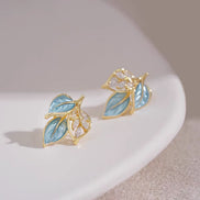 Triple Leaves Crystal Earrings