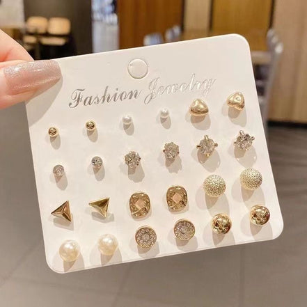 12 Pairs Simple Elegant Earring Set