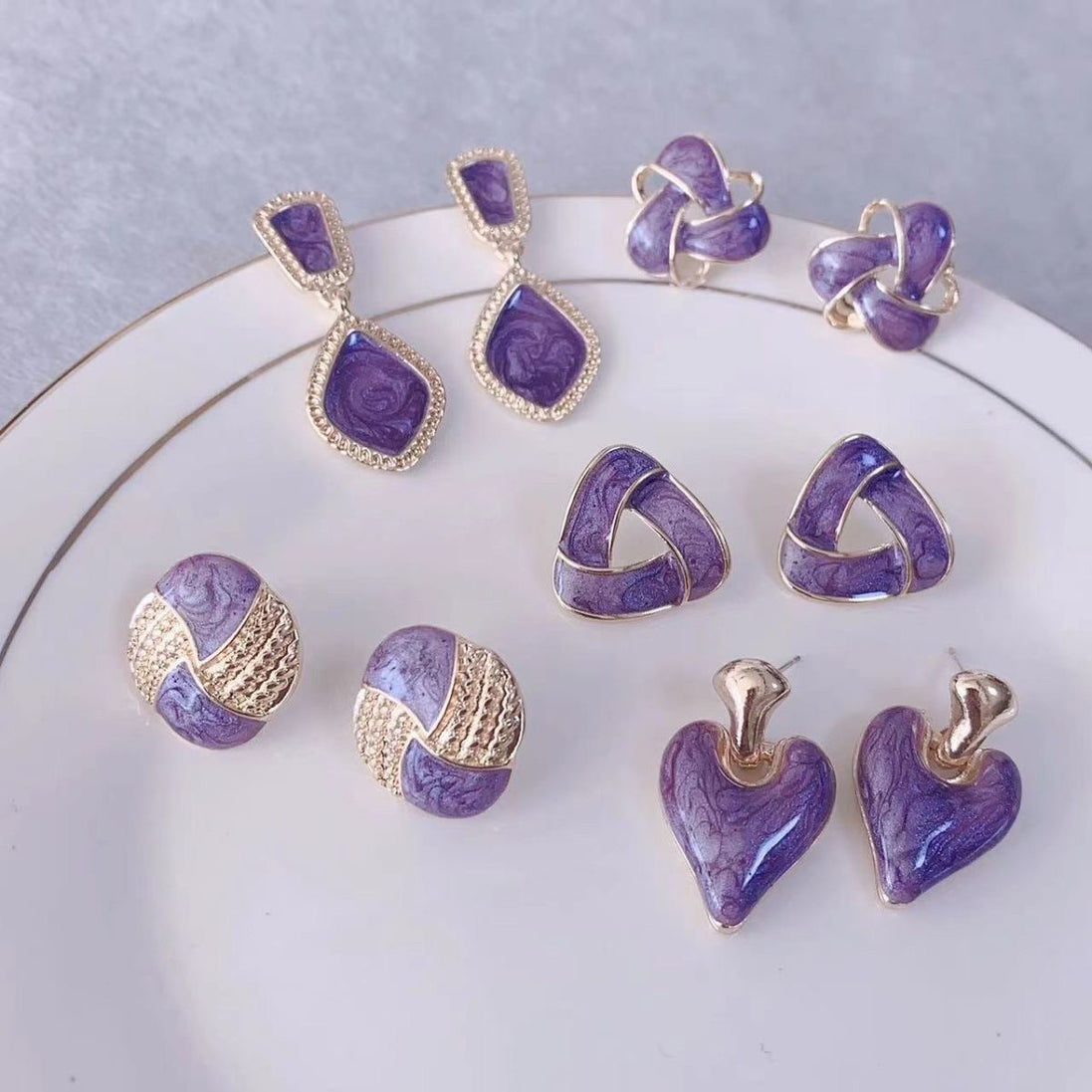 Purple Jelly 5 Pairs Earring Set