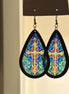 Stained Glass Cross Teardrops Earrings