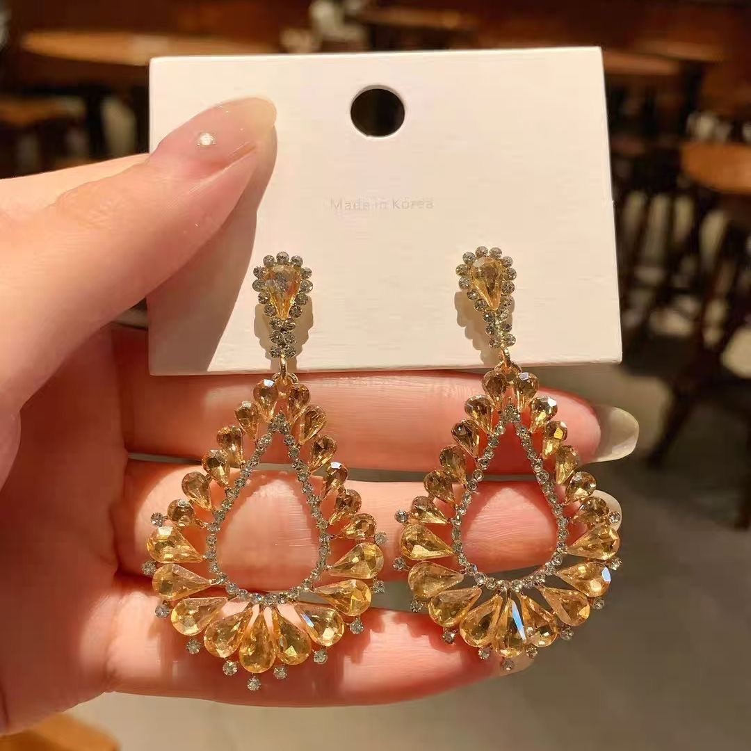 Hollow Crystal Drop Earrings