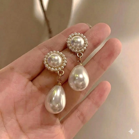 Round Pearl Drops Earrings