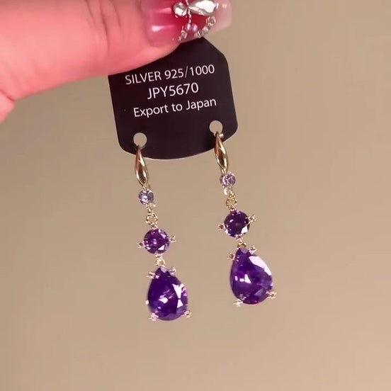 Purple Zircon Drops Earrings