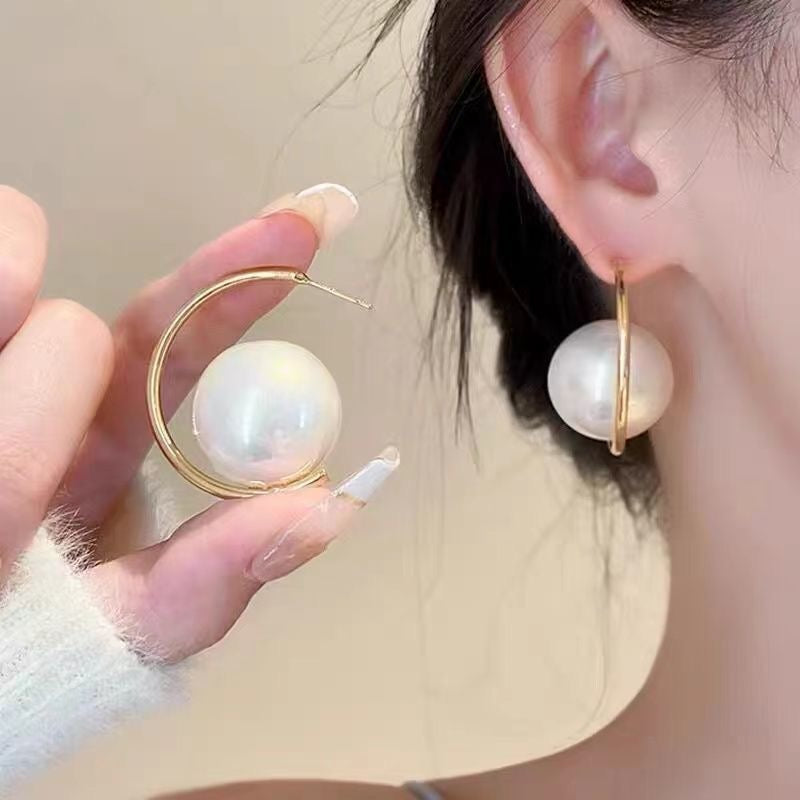 Big Round Pearl Earrings