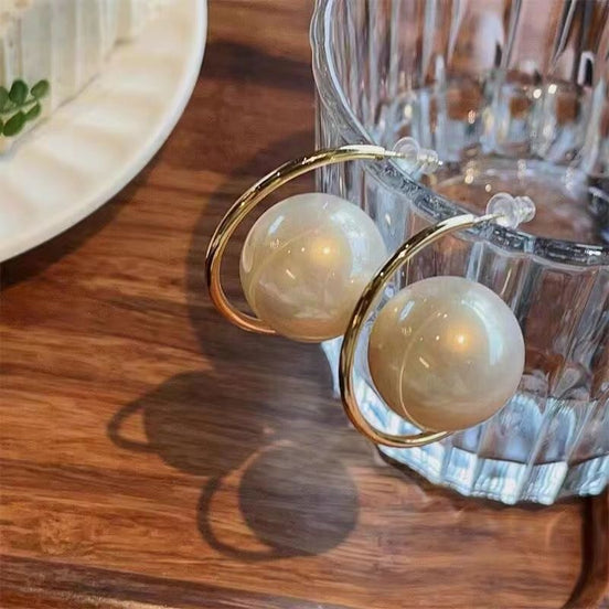 Big Round Pearl Earrings