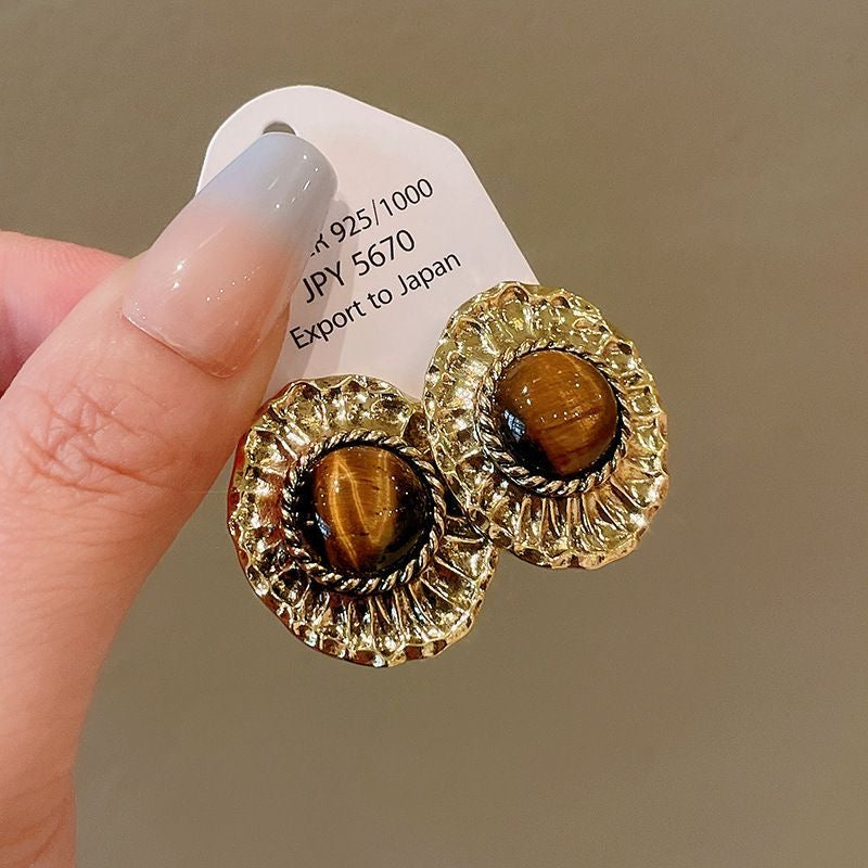 Oval Tiger's Eyes Earrings