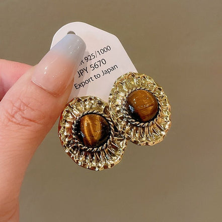 Oval Tiger's Eyes Earrings