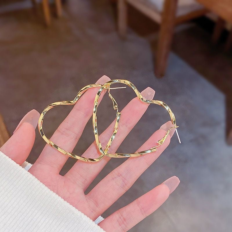 Golden Hollow Heart Earrings