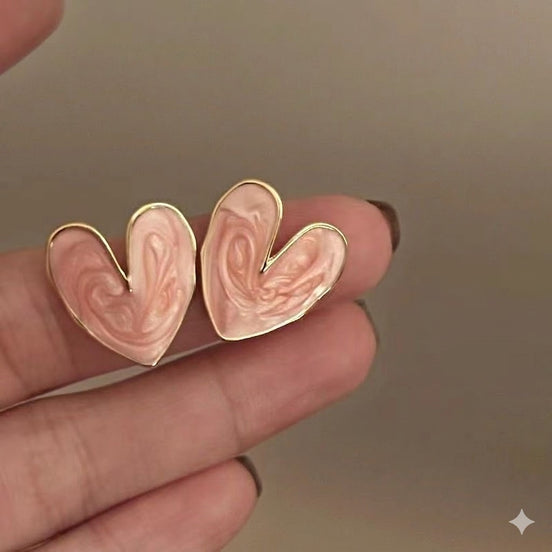 Enamel Hearts Earrings